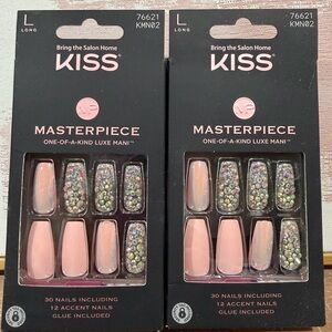 KISS Masterpiece Pink and Glitter Nails length long